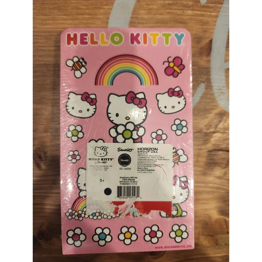 NEW Hello Kitty 4 Piece Gift Set Plate, Stationary,Toothbrush Set & Squishmallow